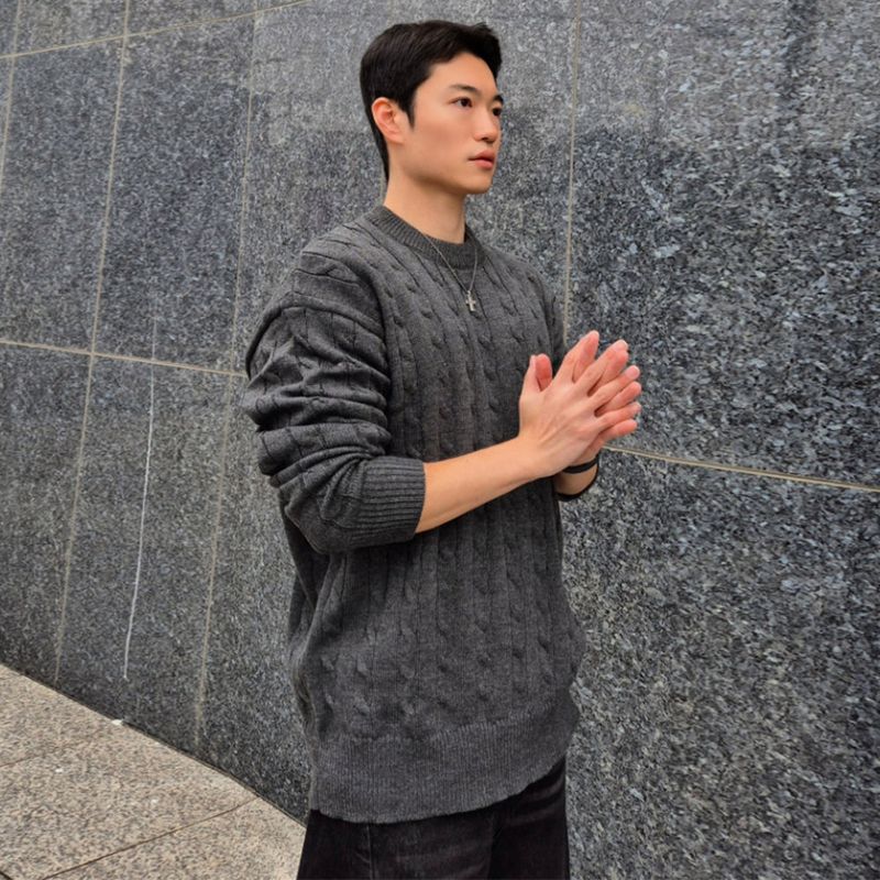 Usual Round Cable Knit - 5COLOR