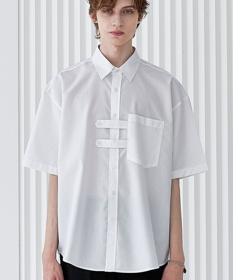 S SY(エスエスワイ)の「DOBLE HOLDER STRIPE HALF SHIRT WHITE(Tops)」