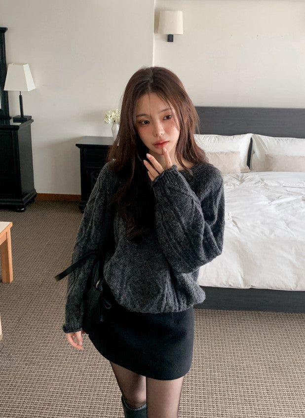 LN Cable Wave Loose Fit Knit (4color)
