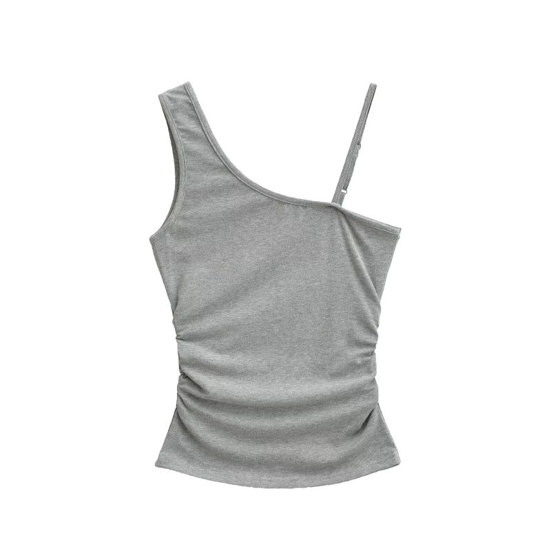Amaris Asymmetric Strap Ruched Top