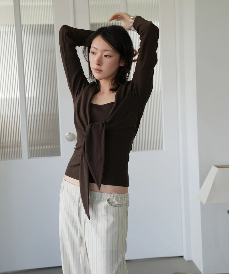 CottonSpan Bolero Top (2sizes) - Brown