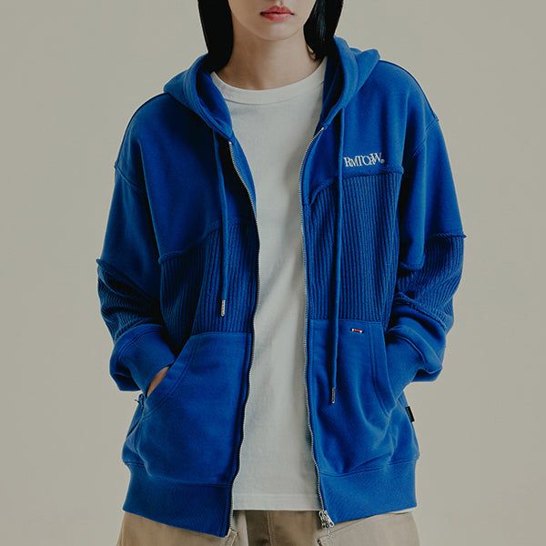 SWEAT KNIT MIX ZIP UP HOODIE