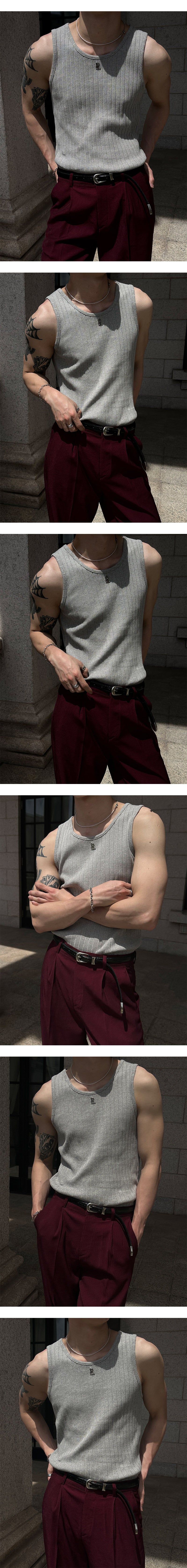 [S/S] High ribbed logo sleeveless(6color)
