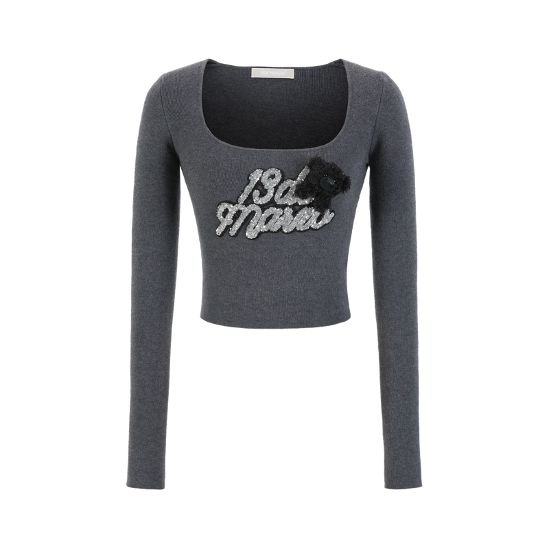 13DE MARZO Sequin Logo Tight Top