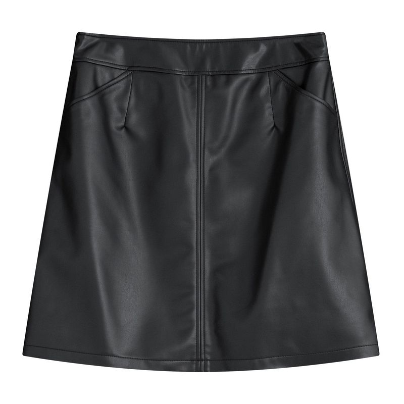 Faux Leather Round Skirt (Black)