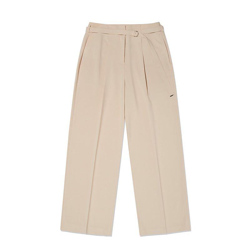 COLLECTION BELT POINT TWO TUCK PANTS [BEIGE]