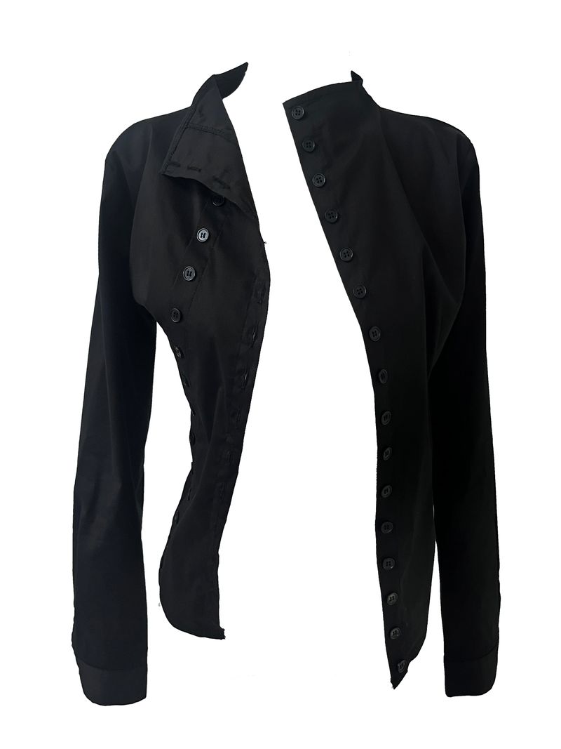 slim semi high-neck button shirt (2color)
