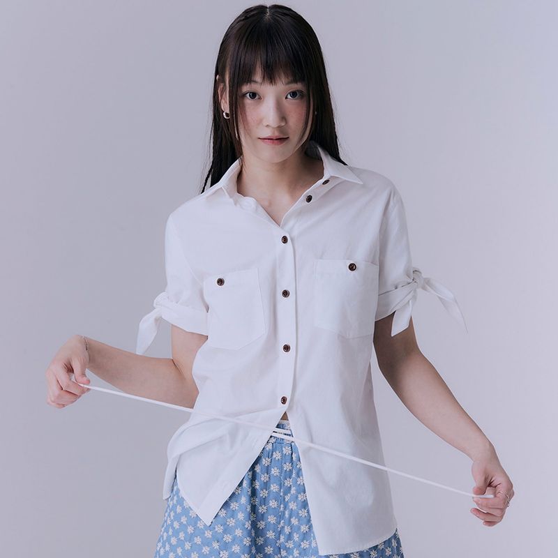 Knot half sleeve shirts (WHITE)