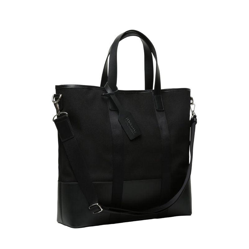 Dual Top Canvas Tote Bag_Black