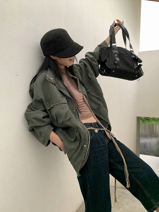 Retro straight capri denim pants