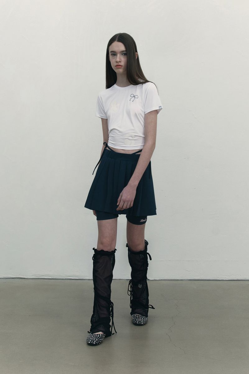 INNER POINT PLEATS MINI SKIRT [DARK NAVY]