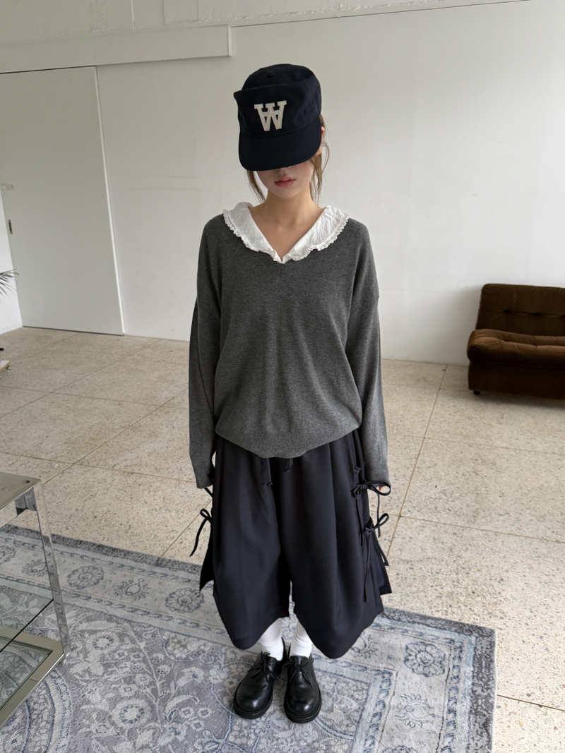side ribbon wrap pants