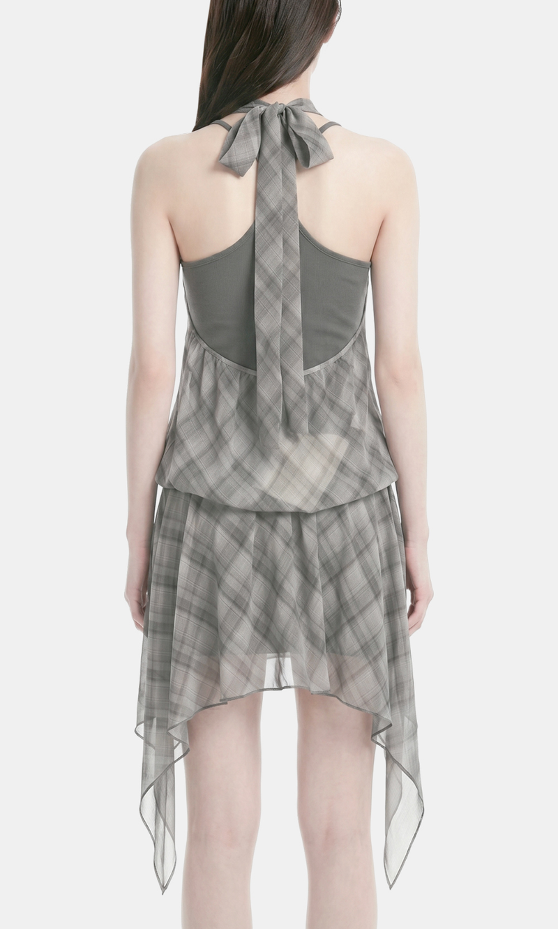 Etra Sheer Plaid Dress