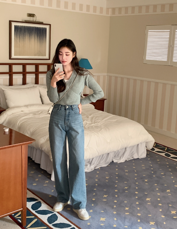 [SHOPPERMADE] Trend Washed Wide Denim Pants