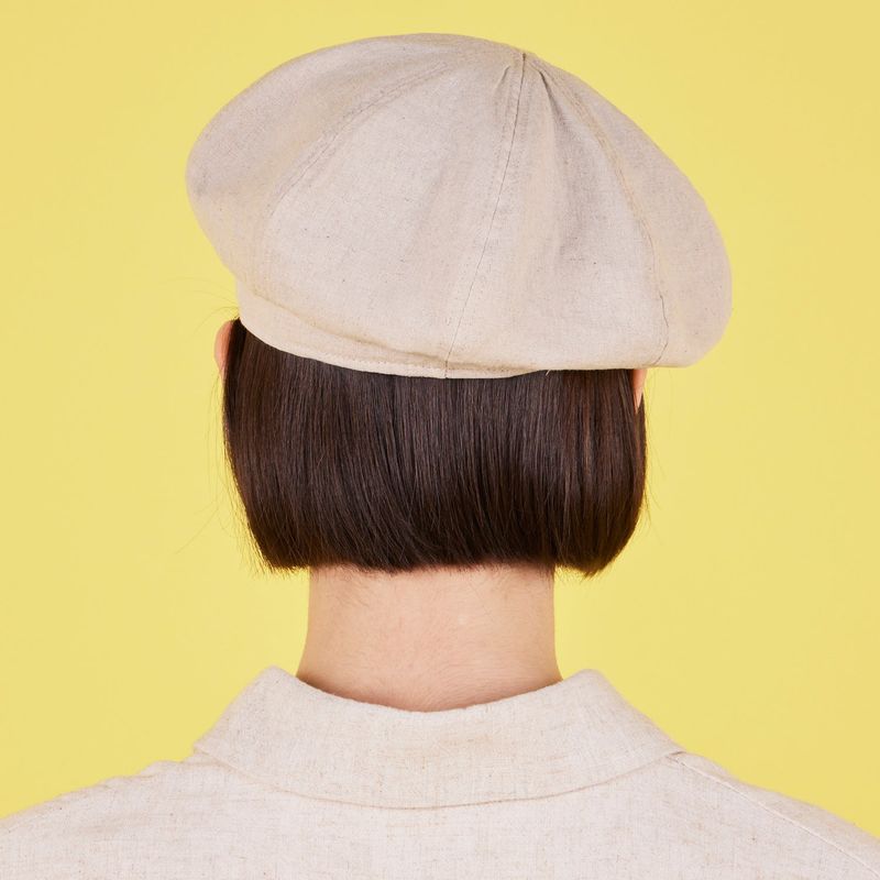 Heart Chain Stud Linen Beret Natural