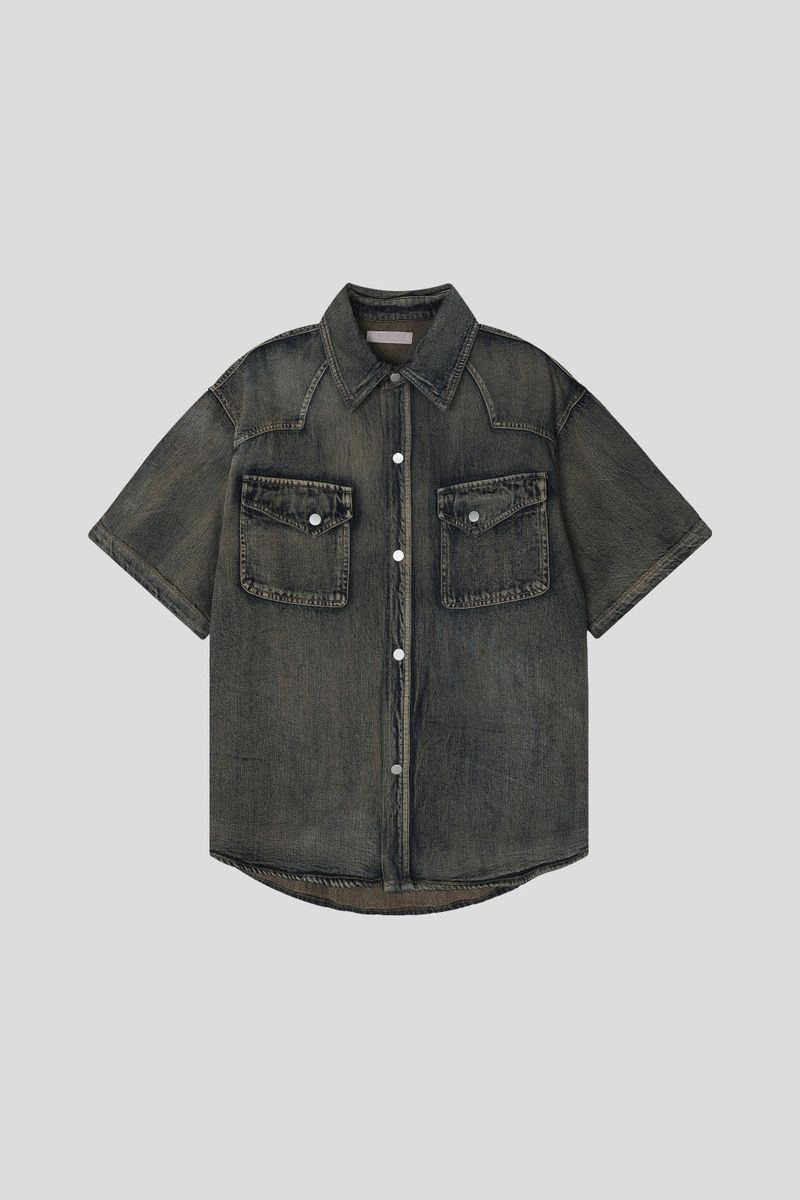 LMN ラボスラブウェスタン半袖デニムシャツ (4 colors)