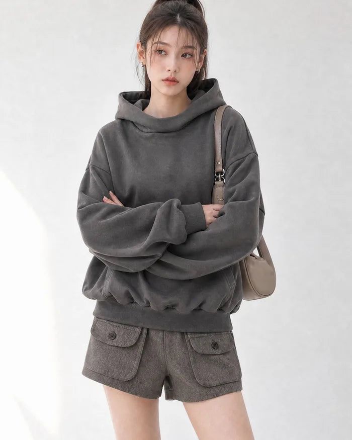 KIXI（キッシー）の「(UNISEX) ハーフハイネッククロップフーディー（トップス）」