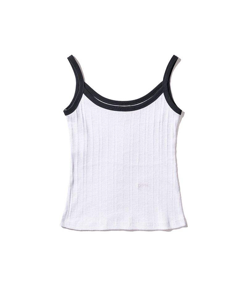 Ringer Sleeveless Top - White/Navy