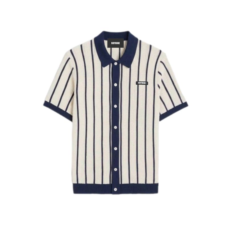 ROYNINE(ロイナイン)の「Ivory&Navy Stripe Short Sleeve Cardigan(Tops)」