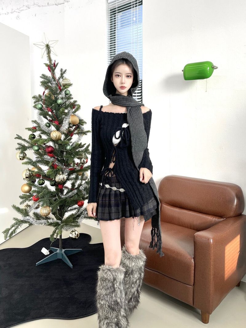 1120. Knit hood muffler (3color)