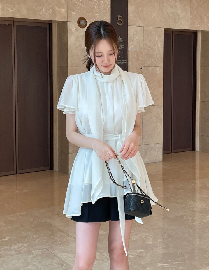 iam mari（アイアム マリ）の「Hens Halter Tie Chiffon Blouse (Belt set)（Tops）」