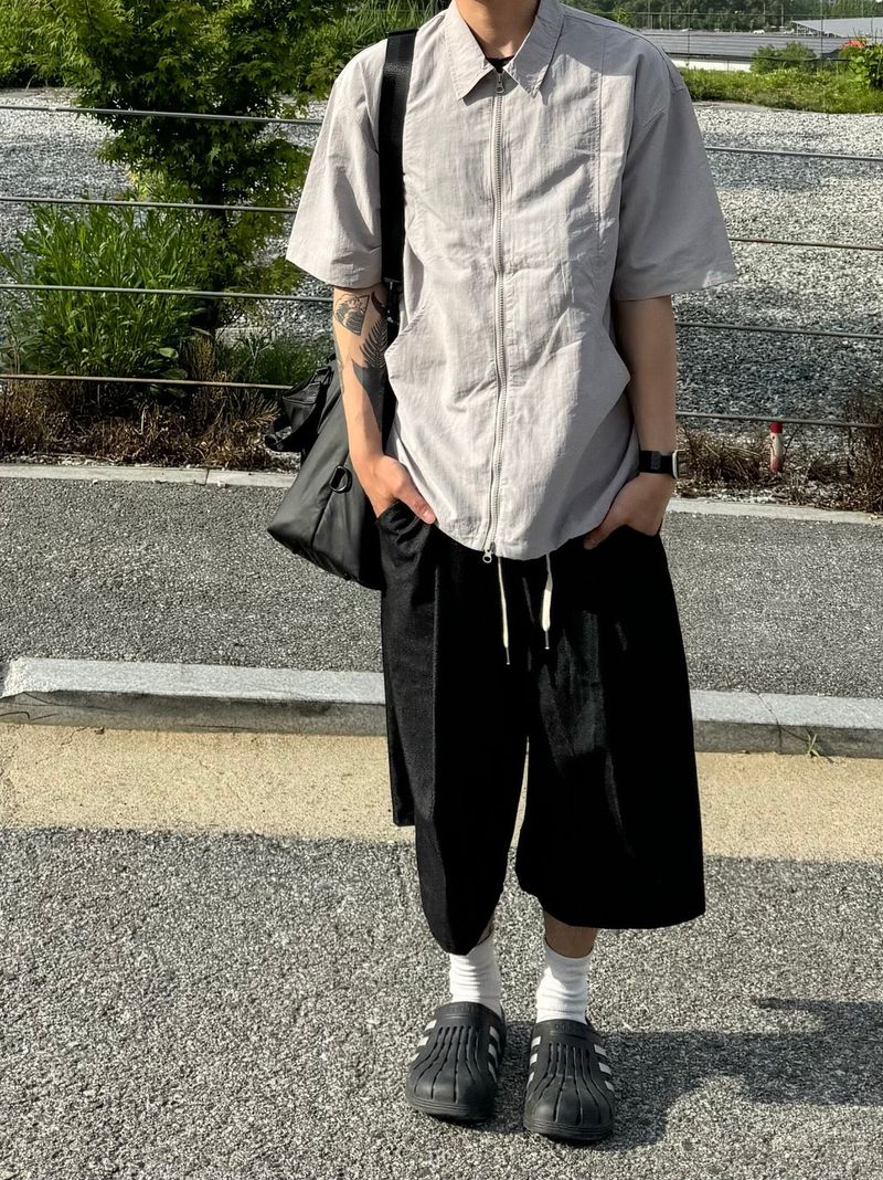 One tuck denim bermuda pants 1C