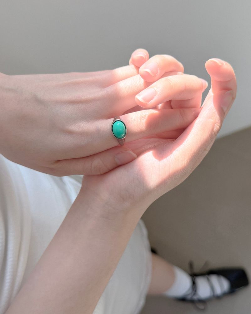 Mint Oval Signet Ring