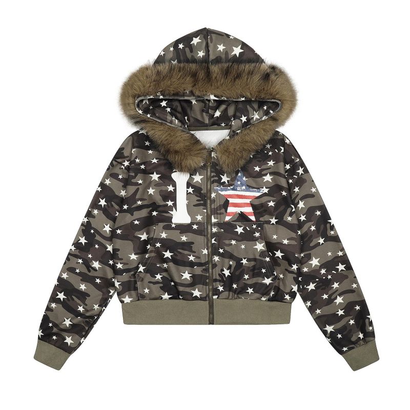 Cozy&Kitsch(コージーアンドキッチ)の「Star Camo Fur Hoodie Jumper 233256637(Jackets/Outerwear)」