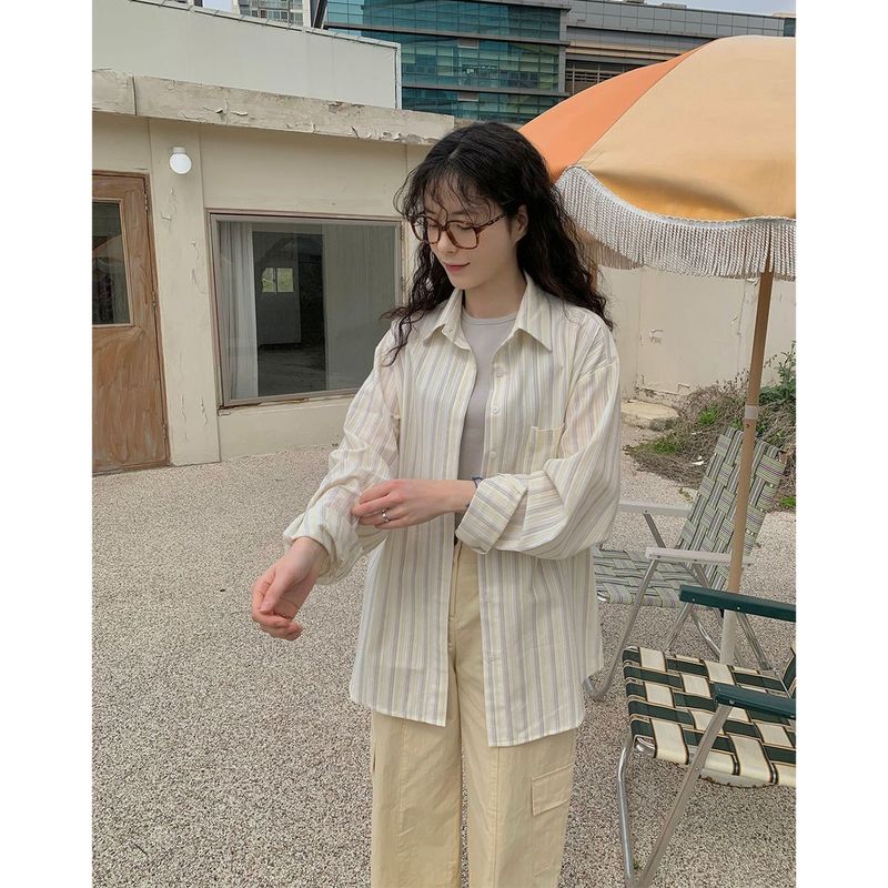 mirinaero(ミリネロ)の「Atty Overfit Stripe Shirt(Tops)」
