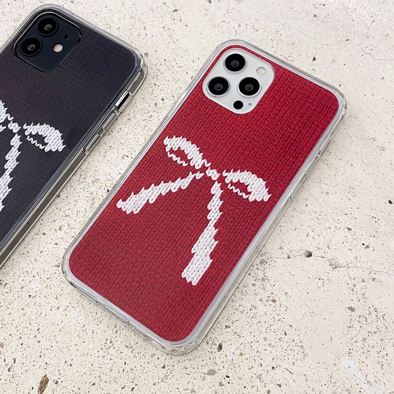 RIBBON KNIT HARD JELL CASE _RED