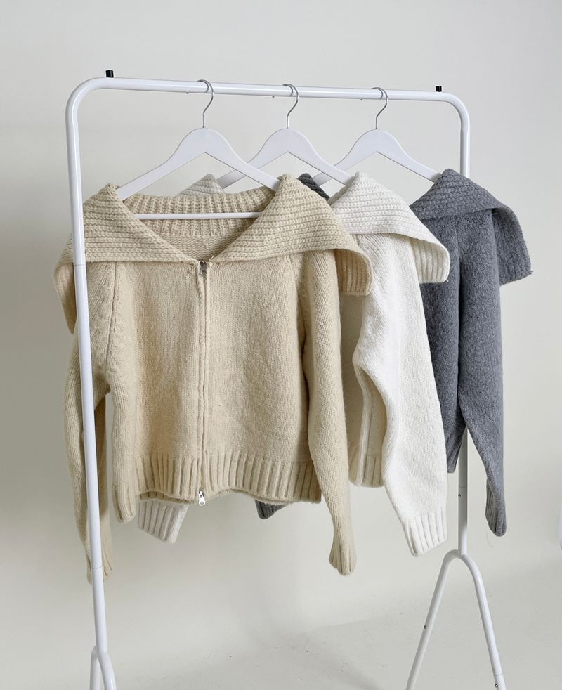 Square Sailor Collar Two-Way Knit Cardigan