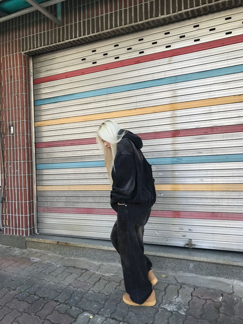 Aceite set up denim hood jacket