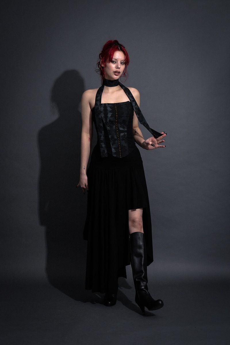 ROMANTIC PRINTED CORSET #BLACK LACE