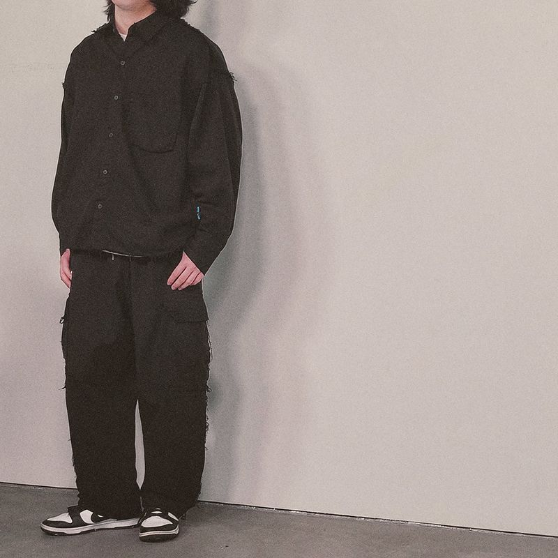 grunge wide cargo pants_black