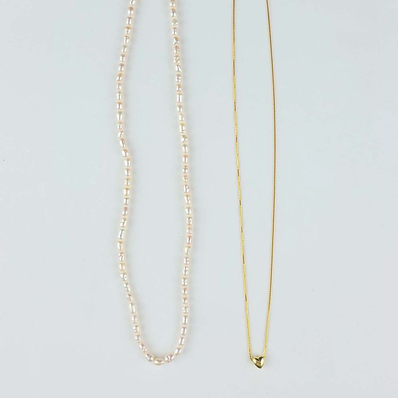 Petit heart pearl necklace (SET)