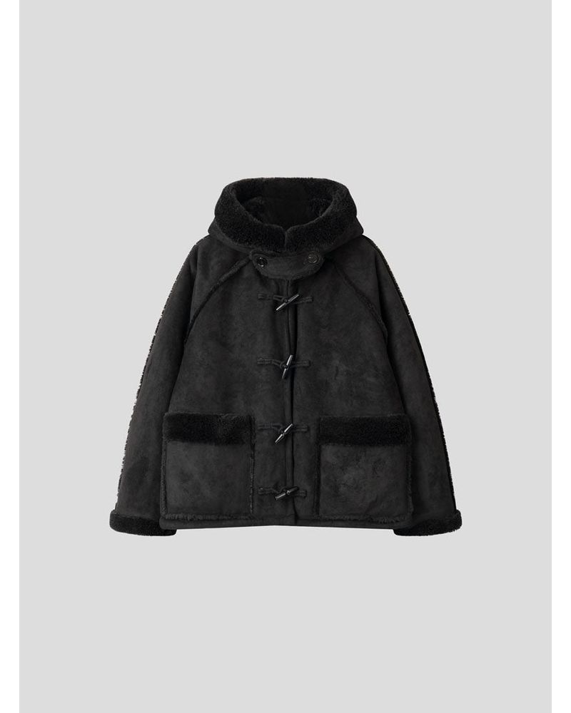 toggle hooded suede coat (one color)