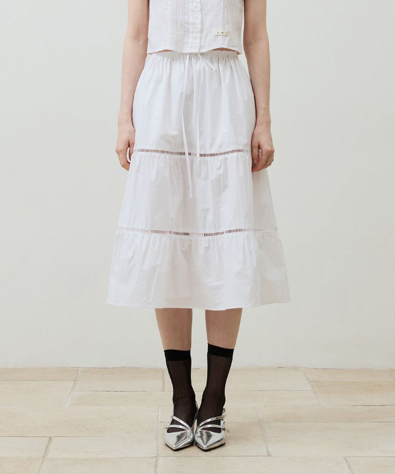ARIKIM（アリキム）の「 MUSE TIERED MIDI SKIRT / WHITE（Skirts）」