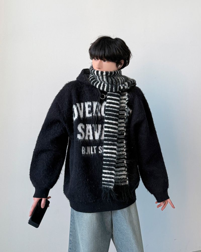 Nail Stripe Wool Muffler