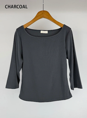 BOAT NECK MID SLEEVE TEE (4C)
