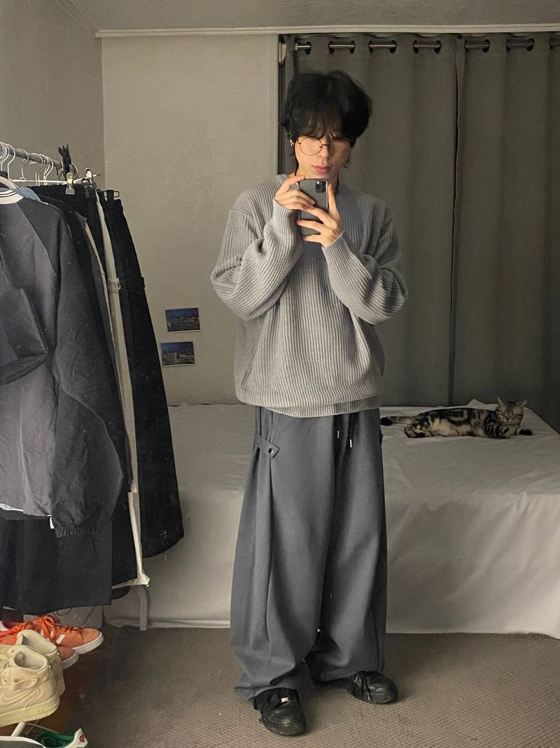 basic hachi round muji Knit 2C