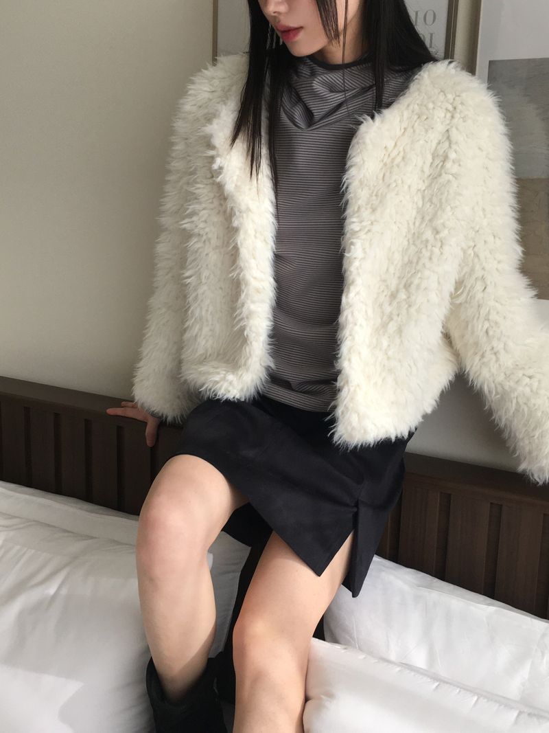 Lens quilted eco fur jacket