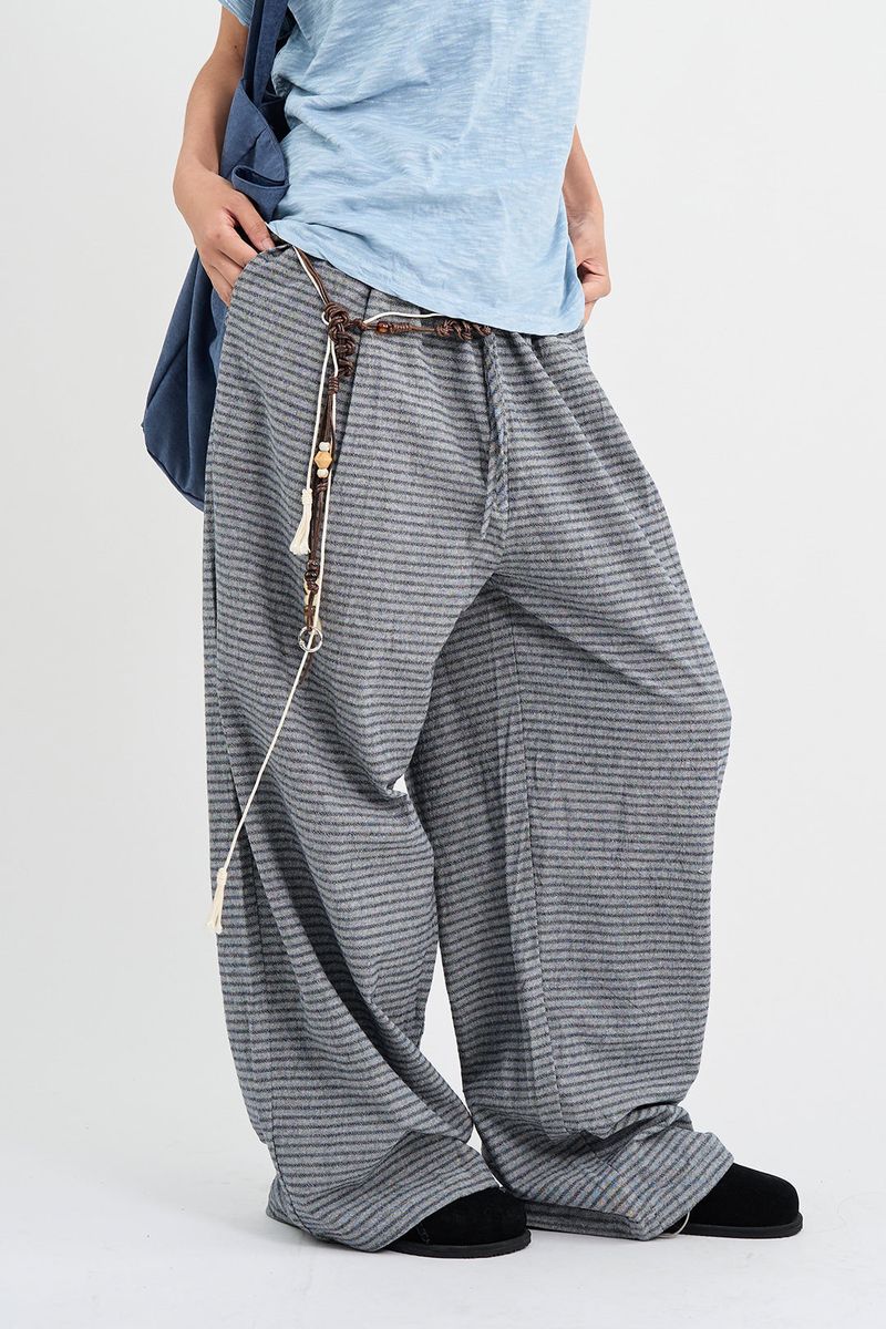 Border stripe summer pants