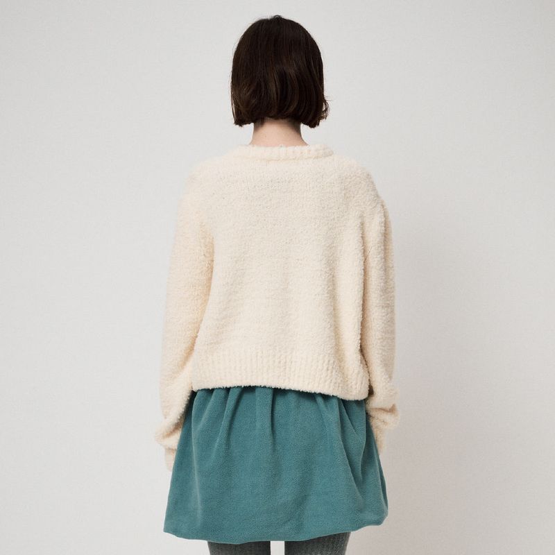 FLUFFY KNIT CARDIGAN, CREAM