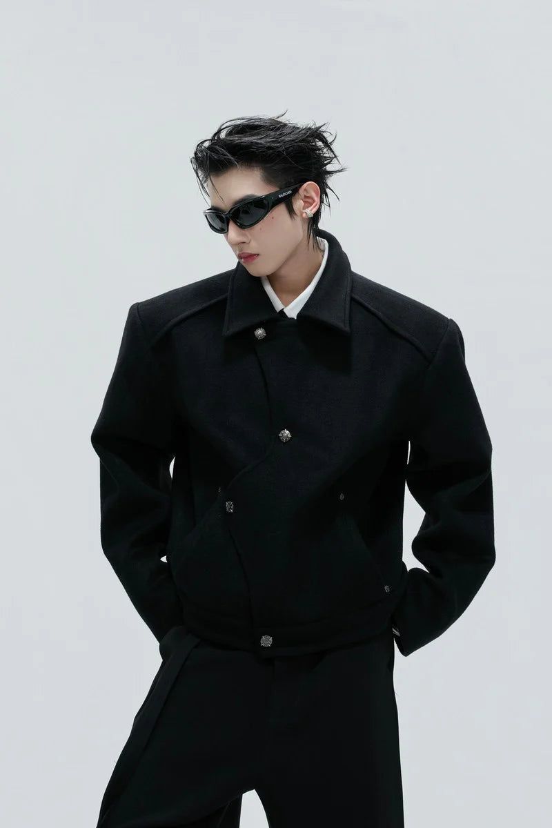 Asymmetrical Plush Wool Jacket