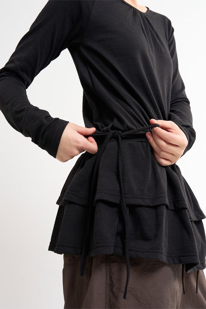 Frill tie waist blouse top