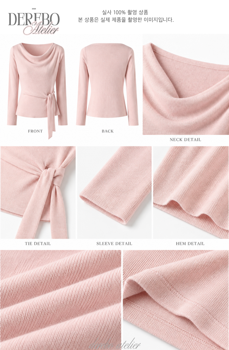Flow Pink Shirring Wrap Knit Top
