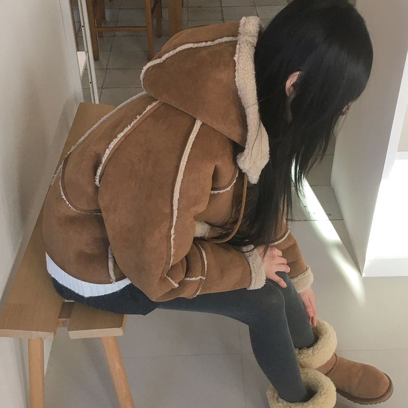 Most Wool Hooded Mustang Short Jacket