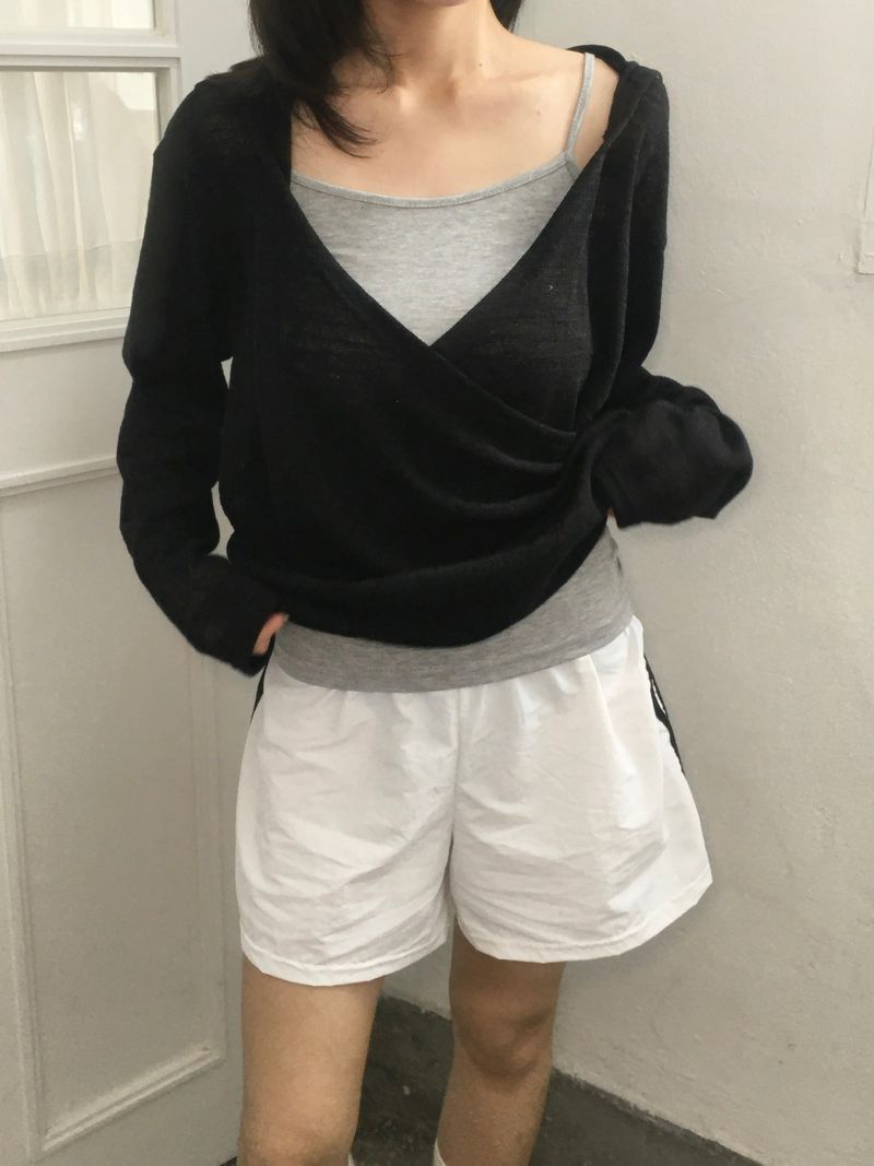 Two-line nylon washable shorts (8c)