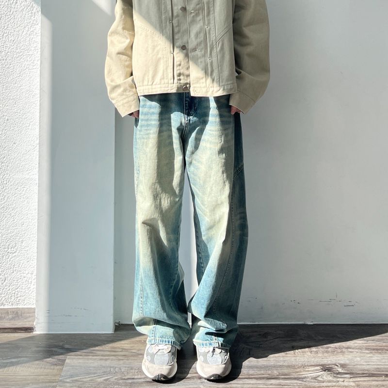 Faded Panel Wide Denim