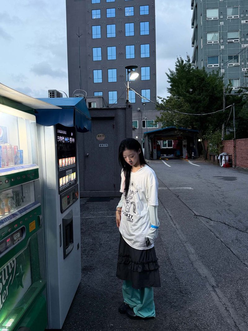 CHECK MIX FRILL SKIRT